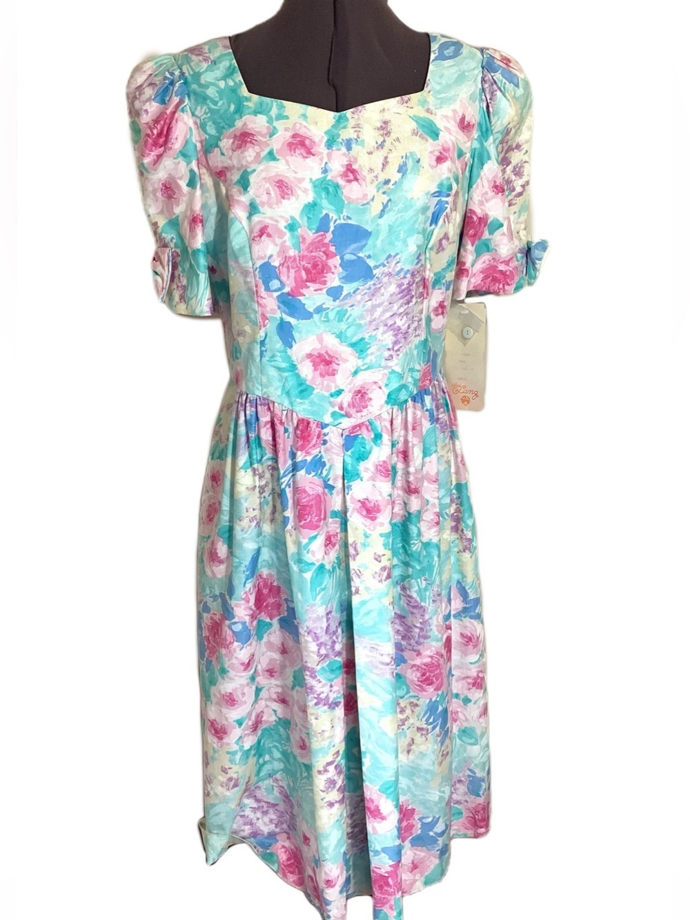 Petite Lanz Deadstock 80s 90s Floral Party Dress Size 14